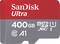 Karta microSD SanDisk Ultra o pojemności 400 GB, klasa 10, A1, do szybkiego przesyłania danych i rozszerzania pamięci.