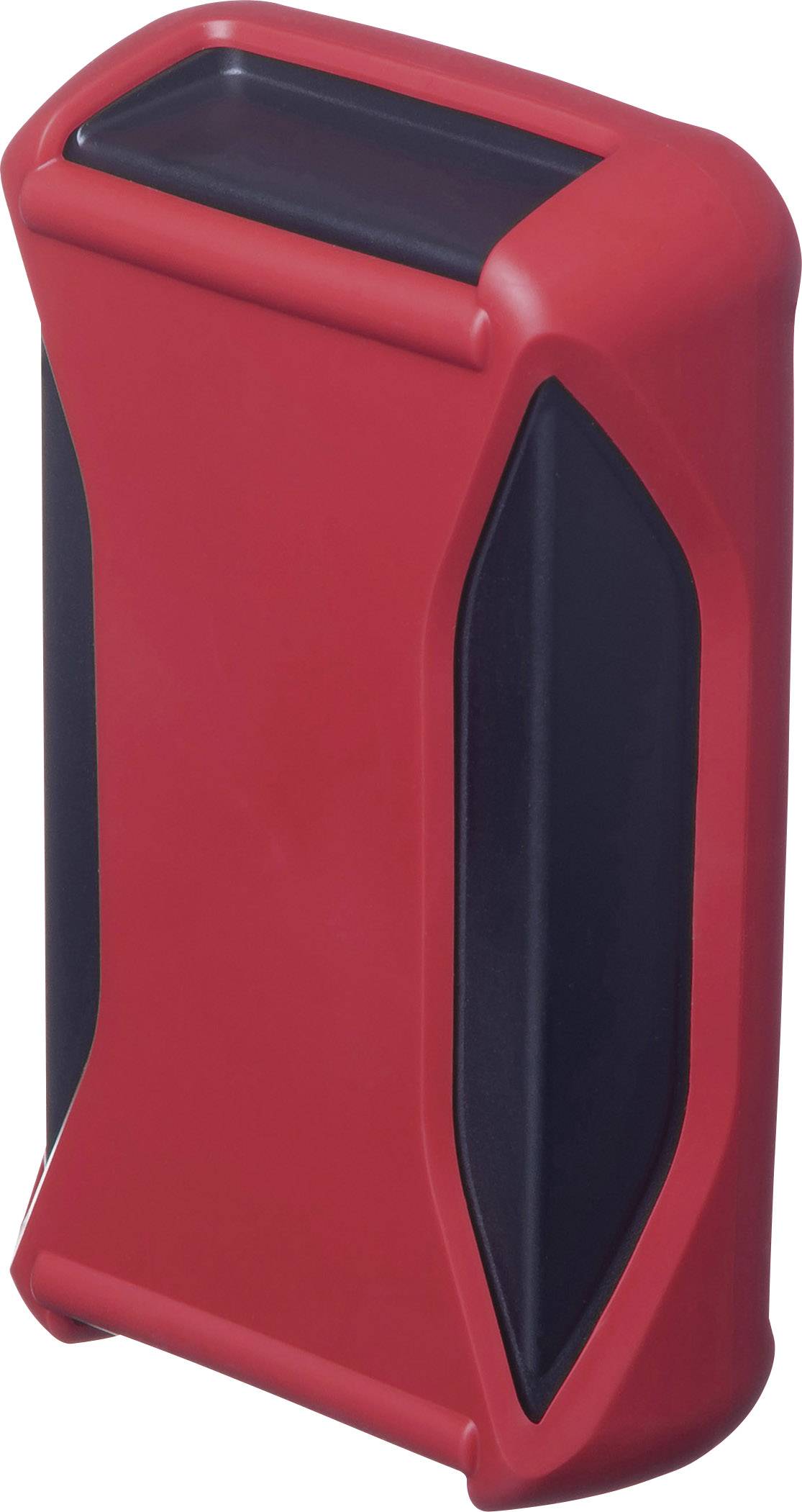 Czerwone, elipsowate etui na telefon z czarną podszewką i otwartą górną częścią, przeznaczone do ochrony i przenoszenia smartfona.