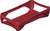 Czerwona nakładka z tworzywa sztucznego w kształcie tacy z podwyższonymi krawędziami, używana do układania lub transportowania przedmiotów.