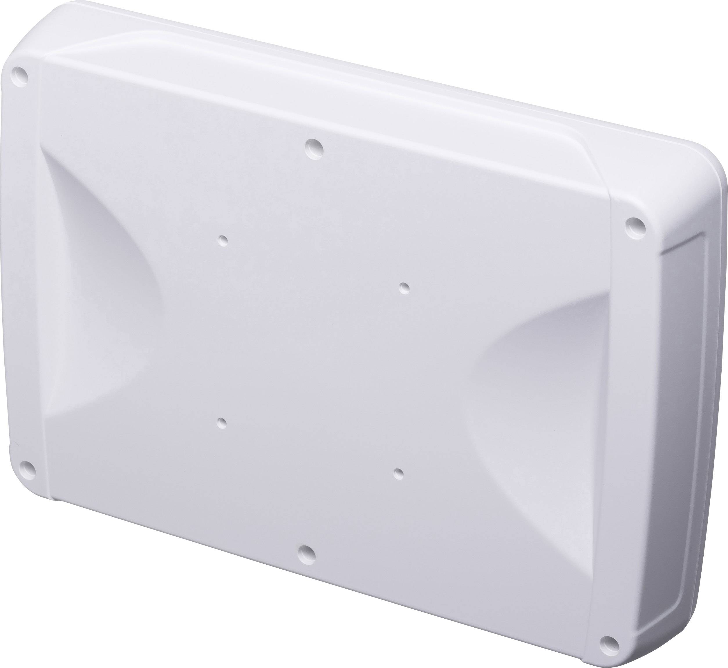 Biała, prostokątna osłona z tworzywa sztucznego z zaokrąglonymi krawędziami i wieloma widocznymi otworami na śruby.