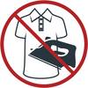 Przekreślony symbol żelazka na koszuli oznacza, że ubrania nie należy prasować.