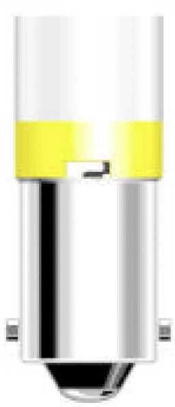 Żółta i srebrna lampa biurkowa stojąca pionowo.