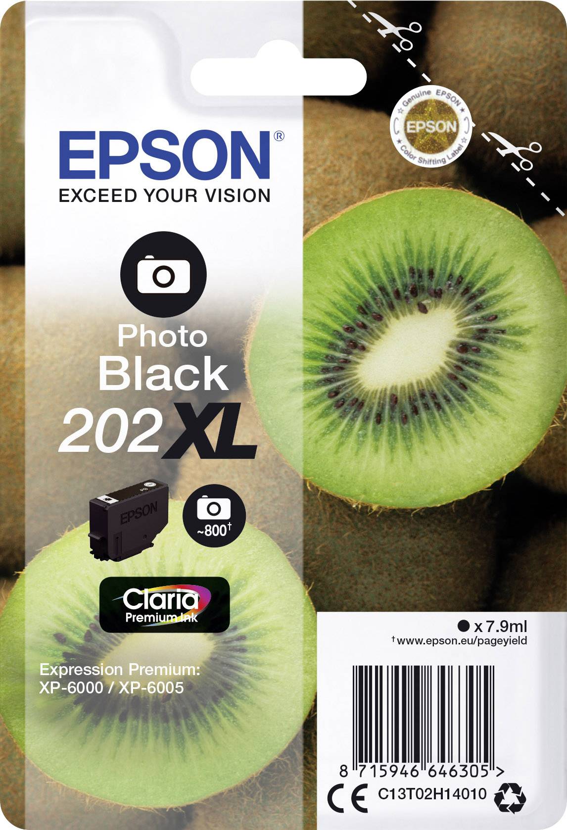 Оригінальне фоточорнило Epson Ink 202XL C13T02H14010