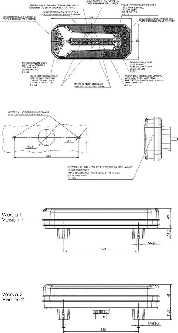 Światła tylne 12 V, 24 V WAS 1114 DD L/P 1 szt.-7