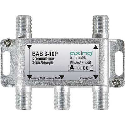 Rozdzielacz 'BAB 3-10P', 3-krotny rozgałęziacz, zakres częstotliwości 5...1218 MHz, klasa A+, wartości tłumienia na rozgałęzieniach oznaczone.