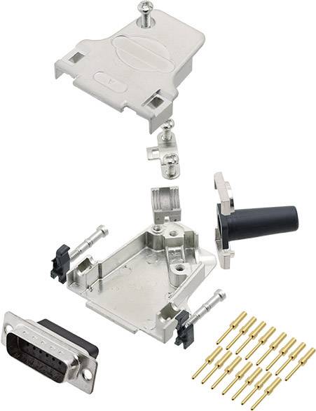 encitech D45ZF15-DBCP15-K 6355-0049-02 Комплект роз'ємів D-Sub чоловічі 45° Кількість контактів: 15 обтиснутих 1 шт.