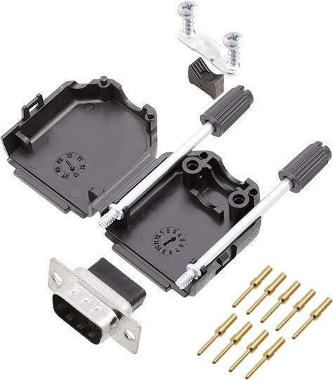 Комплект роз'ємів D-Sub чоловічого типу encitech 6355-0078-01 DPPK09-BK-DBCP-K, ряди: 2, контакти: 9, 180°, 1 шт.