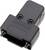 Czarny adapter z dwiema śrubami, o prostokątnym kształcie, służący do łączenia urządzeń elektronicznych z kablami.