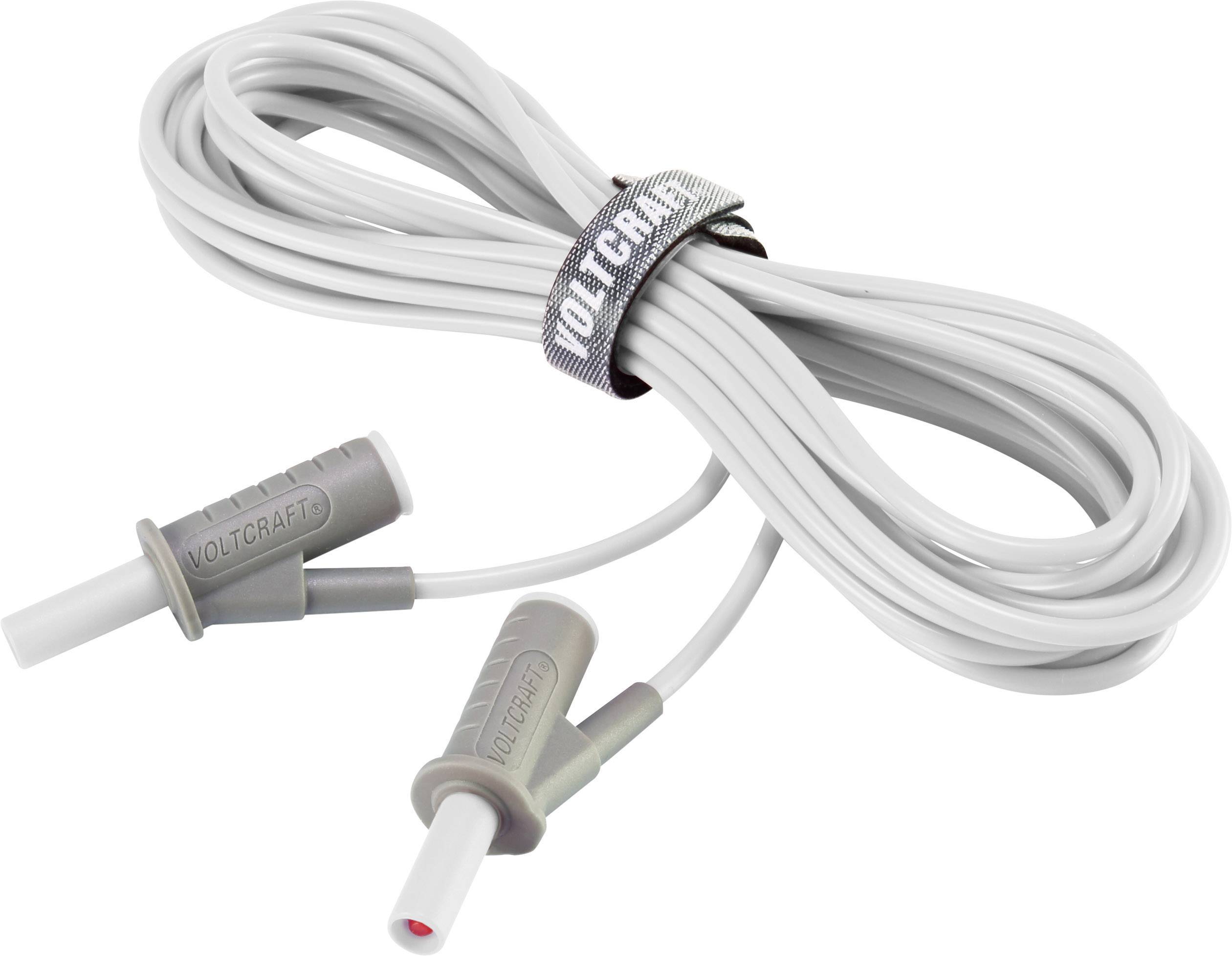 Вимірювальний дріт VOLTCRAFT MSB-501, штекер, пластинчастий, 4 мм, штекер, пластинчастий, 4 мм, 5,00 м, білий, 1 шт.