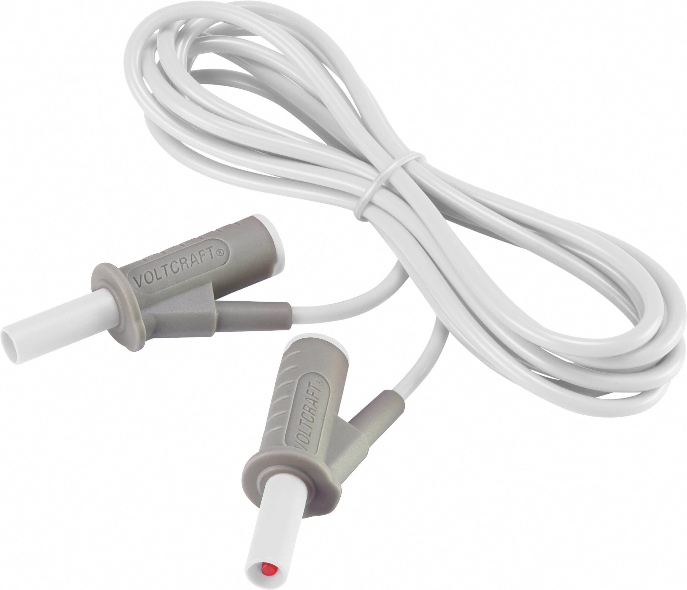 Вимірювальний дріт VOLTCRAFT MSB-501, штекер, пластинчастий, 4 мм, штекер, пластинчастий, 4 мм, 2,00 м, білий, 1 шт.