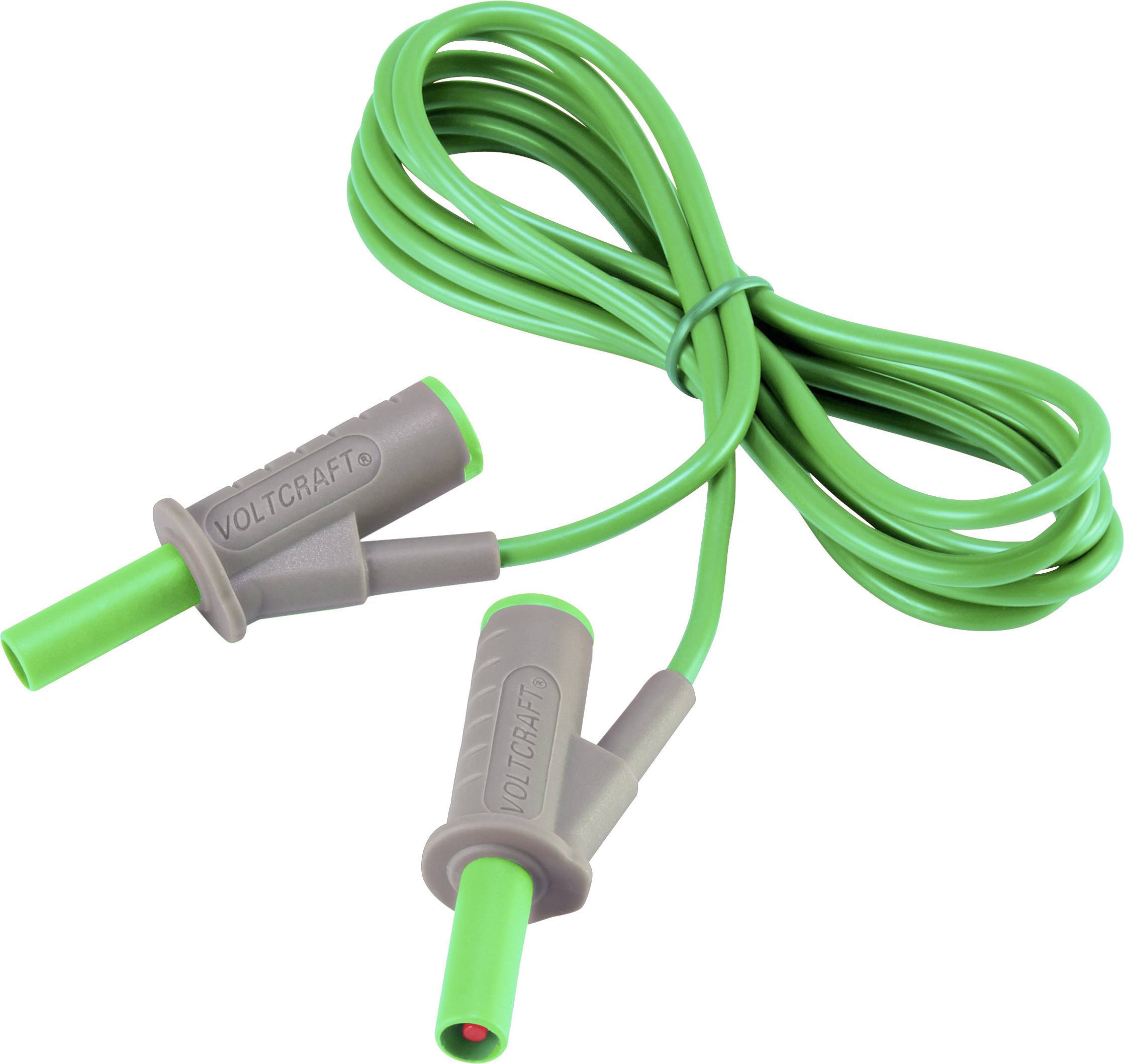 Вимірювальний дріт VOLTCRAFT MSB-501, штекер, 4 мм, пластинчастий, штекер, 4 мм, пластинчастий, 1,50 м, зелений, 1 шт.
