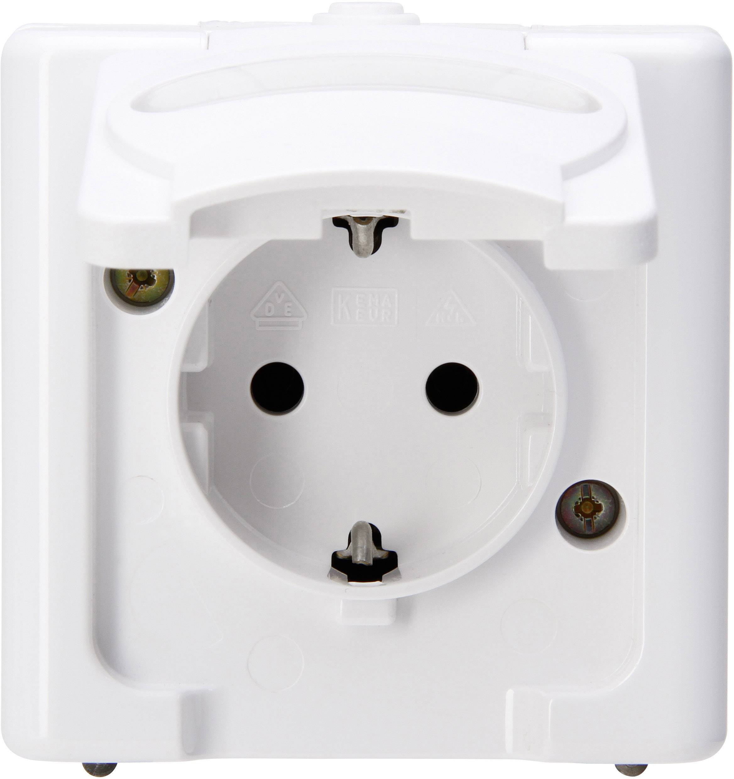 Kopp 103302007 Комплект електромонтажних аксесуарів для вологих приміщень Мережева розетка з кришкою СинійЕлектричний білий 1 шт.