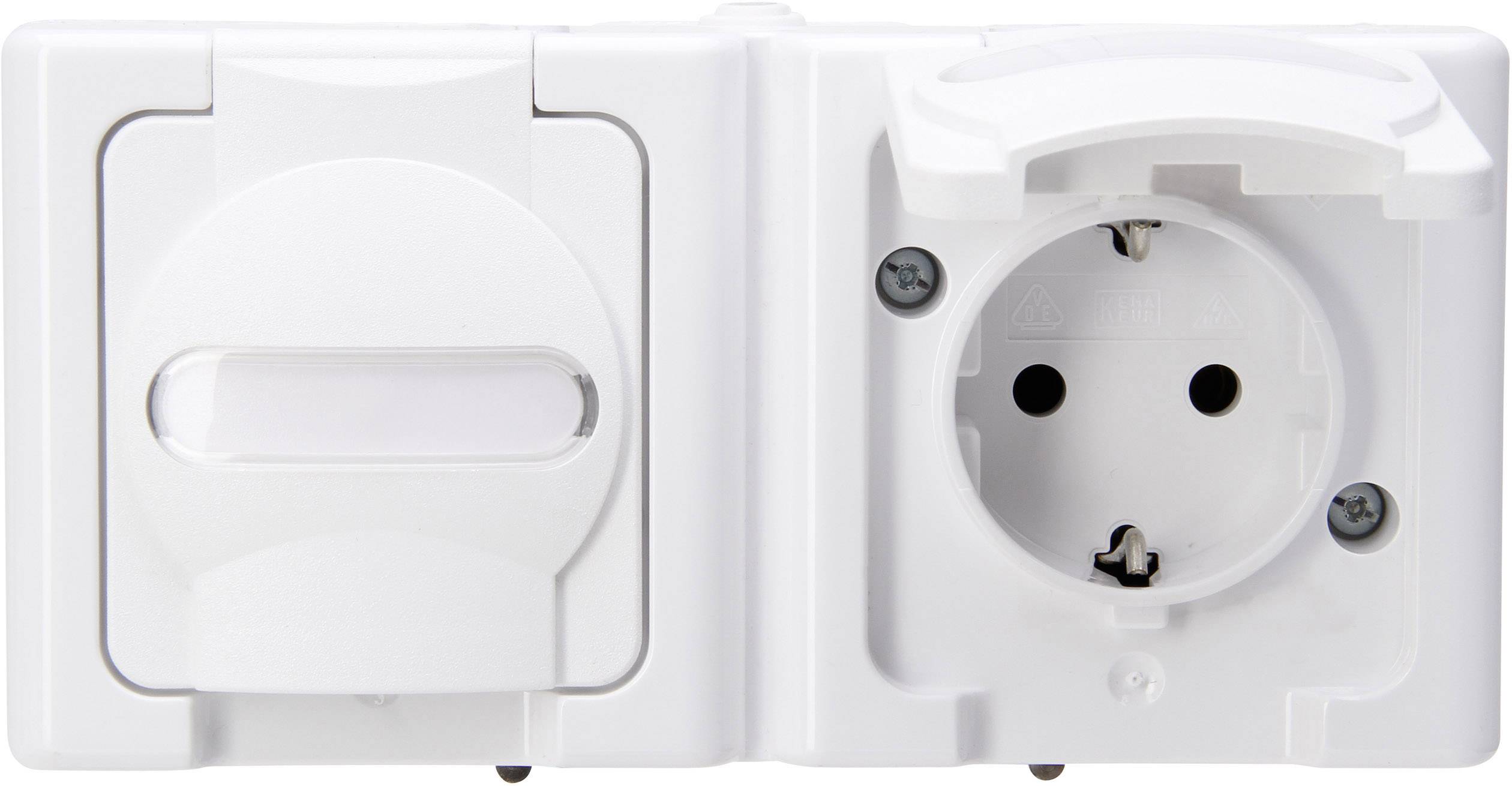 Kopp 131202003 2 x Електромонтажне обладнання для вологих приміщень Набір Розетка з кришкою BlueElectric біла 1 шт.