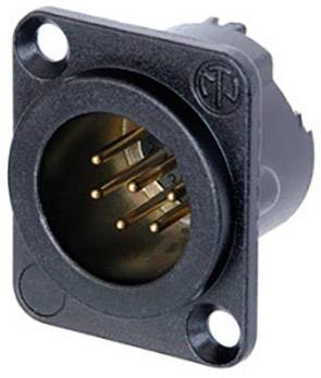 Neutrik NC6MD-LX-B-CON Штирьовий XLR-роз'єм, штекер з фланцем, прямий вихід Кількість контактів: 6 чорний 1 шт.