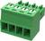 Zielony, czterobiegunowy blok złącza elektrycznego z mechanizmem zaciskowym zapewniającym pewne mocowanie przewodów.