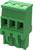 Zielony trójbiegunowy złącz elektryczny z trzema górnymi otworami i trzema przednimi zaciskami przyłączeniowymi.