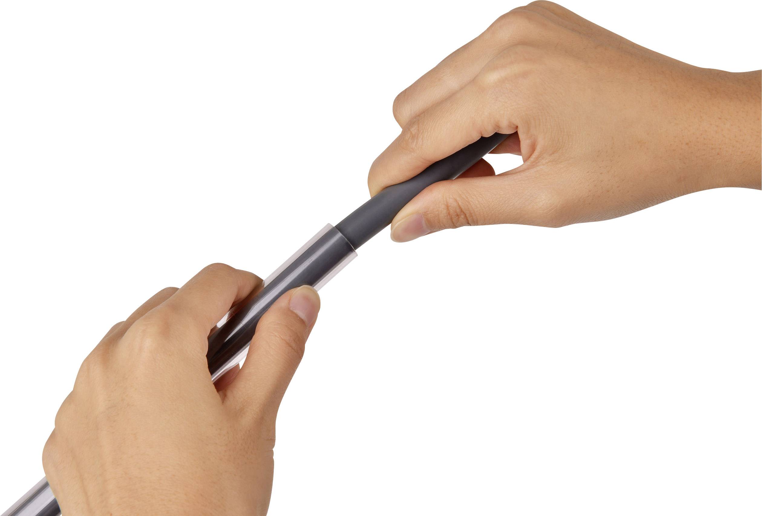 'Ręce rozciągają szary pręt.'