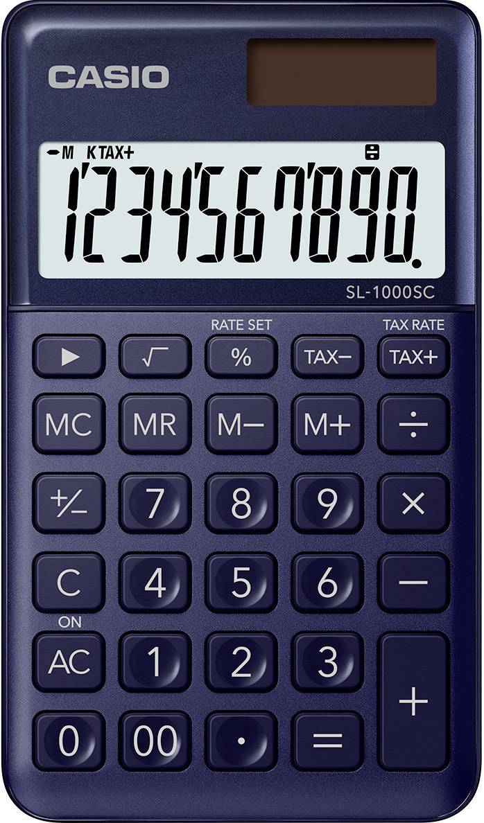 Casio SL-1000SC Kalkulator kieszonkowy granatowy Wyświetlacz: 10 energią słoneczną, bateryjne (S x W x G) 71 x 9 x 120 mm
