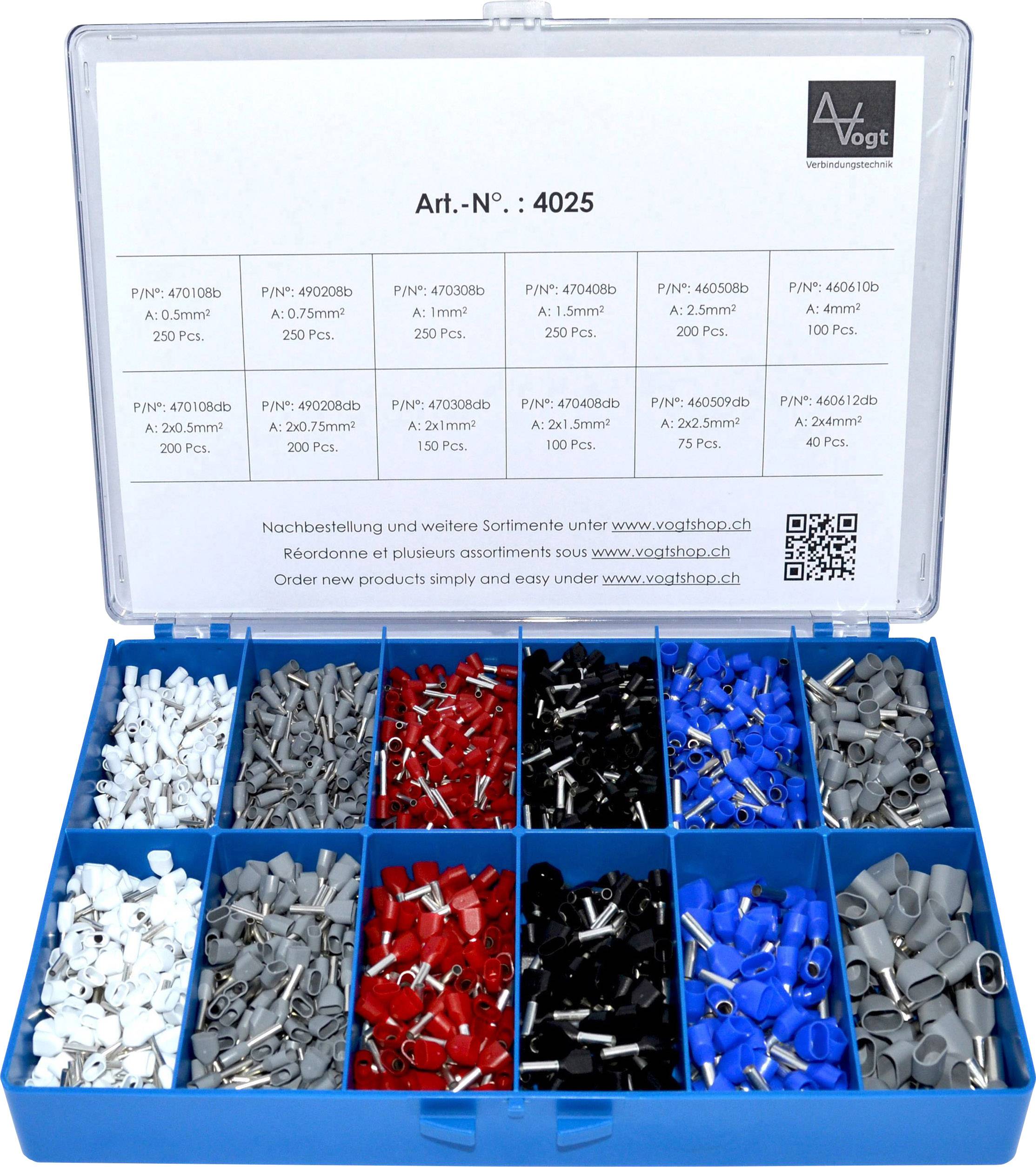 Vogt Verbindungstechnik 4025 Набір трубних клем, частково ізольований, 0,5 мм², 2065 шт.