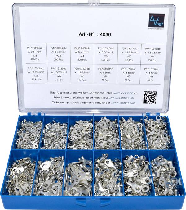Vogt Verbindungstechnik 4030 Zestaw końcówek oczkowych, 0.50 mm² - 6 mm², 1440 szt.