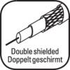 'Podwójnie ekranowany, Doppelt geschirmt' wskazuje kabel podwójnie ekranowany w diagramie technicznym.