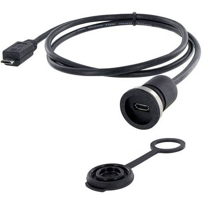 Kabel USB z wodoszczelnym złączem bagnetowym i osłoną ochronną, przeznaczone do użycia w trudnych warunkach środowiskowych.