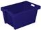 Niebieski plastikowy pojemnik o prostokątnym kształcie z otwartą pokrywą. Idealny do przechowywania lub transportu przedmiotów.