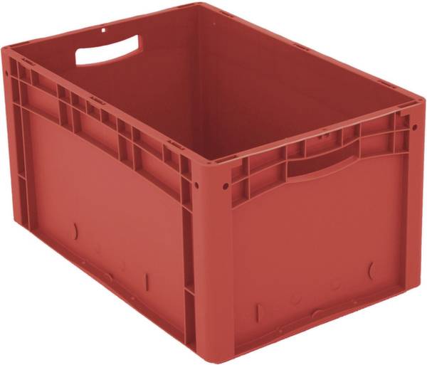 Czerwona plastikowa skrzynka z uchwytem. Idealna do przechowywania i transportu.