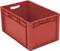 Czerwona plastikowa skrzynka z uchwytem. Idealna do przechowywania i transportu.