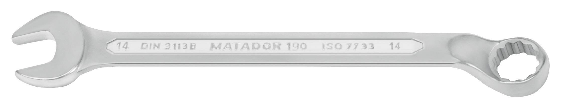 Klucz nastawny z pierścieniem, rozmiar 14, marka Matador, normy DIN 3113 i ISO 7738, wykonany z metalu, przeznaczony do dokręcania śrub.