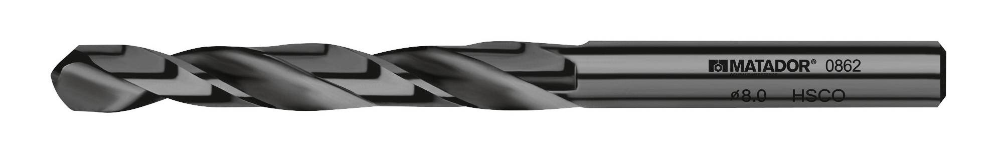 Czarny wiertło spiralne z napisem 'MATADOR 0862'. Nadaje się do wiercenia w metalu i tworzywie sztucznym.