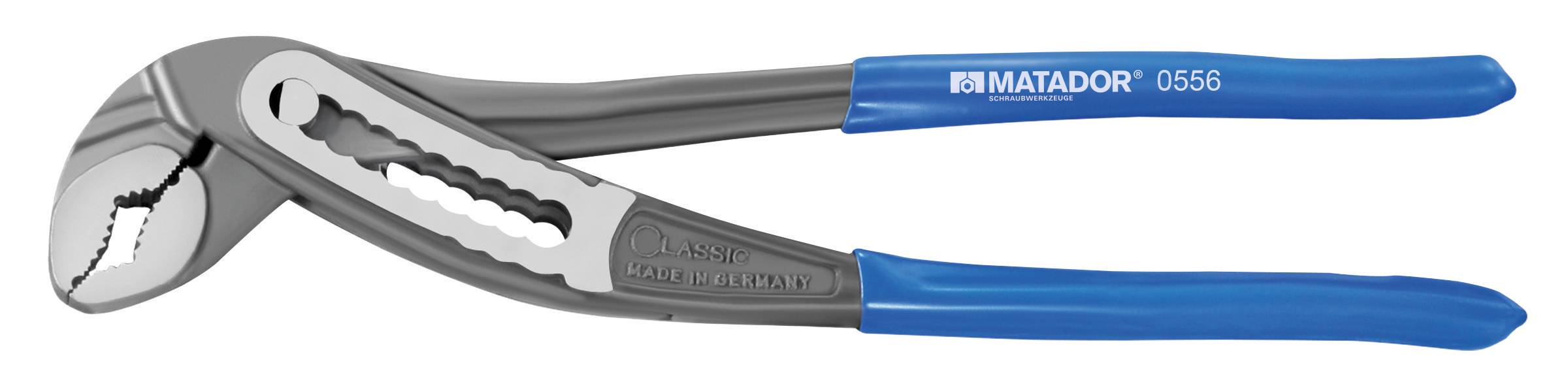 Szczypce z niebieskim uchwytem i regulowaną szczęką, odpowiednie do różnorodnych zastosowań w warsztacie lub do użytku domowego.