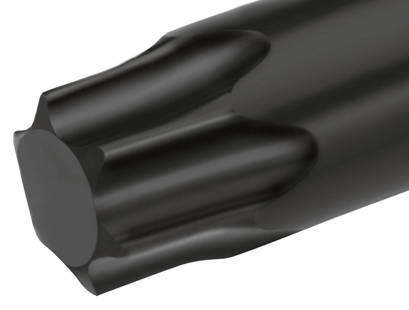 Czarny, cylindryczny obiekt z wieloma zaokrąglonymi wcięciami wzdłuż powierzchni.