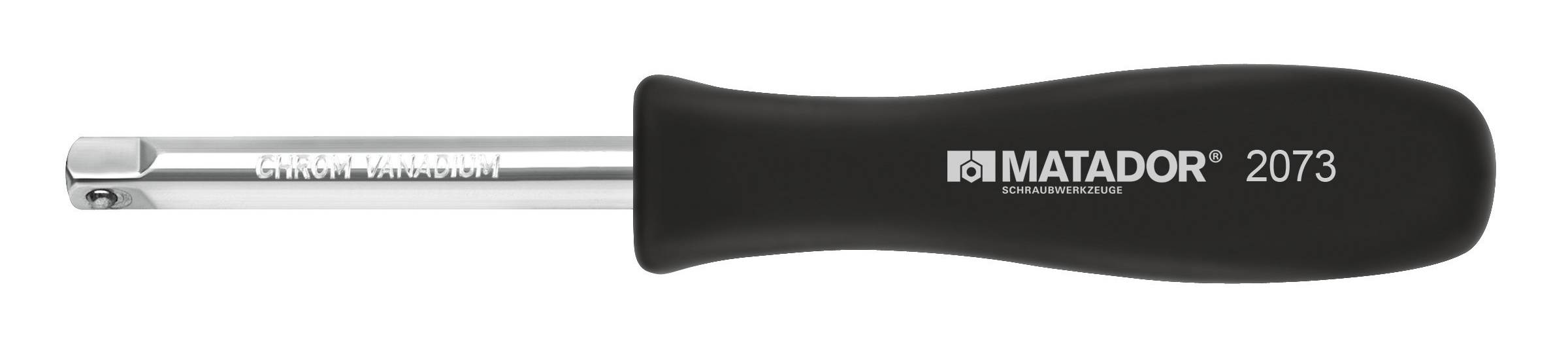 Śrubokręt z napisem 'MATADOR 2073', z czarną rękojeścią i srebrnym trzpieniem.