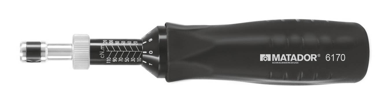 Matador Klucz dynamometryczny, model 6170, ze skalą do precyzyjnego ustawiania momentu obrotowego. Ergonomiczny czarny uchwyt.
