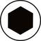 Czarny sześciokąt w czarnym kole na białym tle.