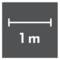 Skalowanie 1 m w widoku czarno-białym, przedstawienie poziomej skali z oznaczeniami końcowymi nad napisem.