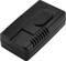 Mała, prostokątna, czarna obudowa plastikowa z otworami wentylacyjnymi i owalnym wypukłym elementem na górnej powierzchni.