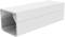 Biała, prostokątna osłona kanału kablowego PVC z otwartymi końcami, ułożona w pozycji poziomej.