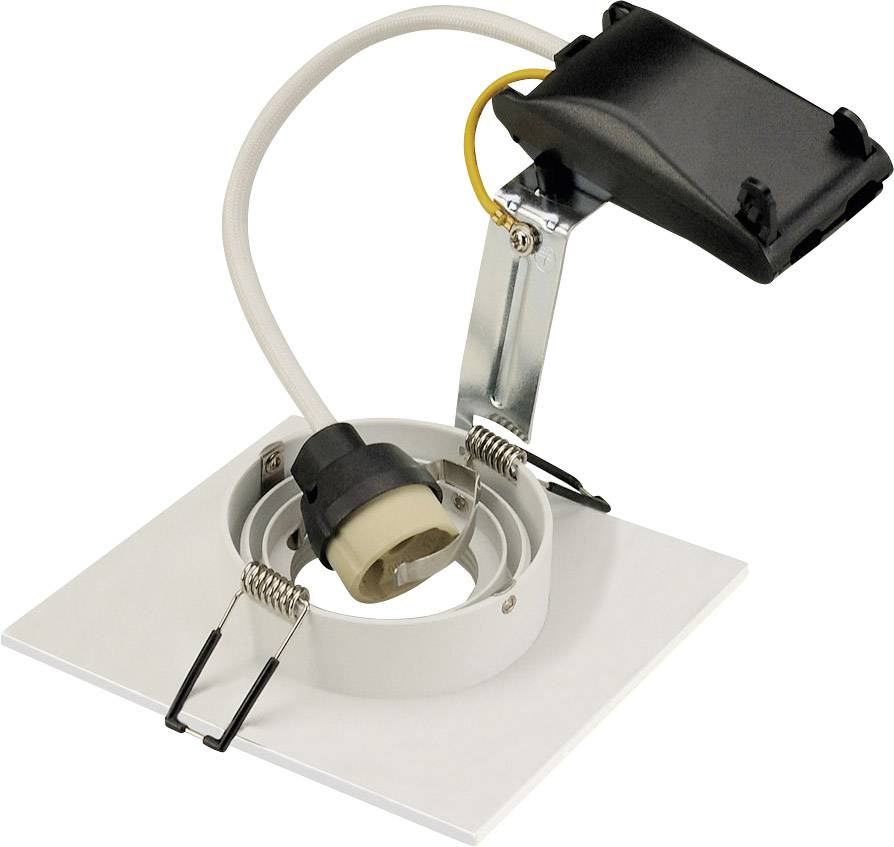 Oprawa do wbudowania ze standardową ramką kwadratową, zaciskami sprężynowymi i złączem kablowym, przeznaczona do montażu sufitowego opraw oświetleniowych.