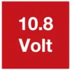 Rysunek przedstawia napis '10,8 V'.