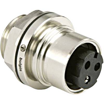 Adapter metalowy z czarnym elementem plastikowym, odpowiedni jako złącze w urządzeniach elektrycznych do pewnego mocowania.