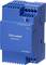 Niebieskie modułowe źródło zasilania TDK-Lambda DRL60-24-1, przedstawiające wejścia i wyjścia napięcia. Odpowiednie dla 100-240VAC, 12-15VDC, 4,5-3,6A.
