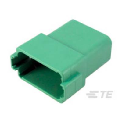 Zielony plastikowy element obudowy o prostokątnym kształcie, prawdopodobnie podzespół elektryczny lub wtyczka, sfotografowany na białym tle.