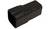 Czarny element z tworzywa sztucznego w kształcie prostokąta, prawdopodobnie adapter lub złącze, na białym tle.