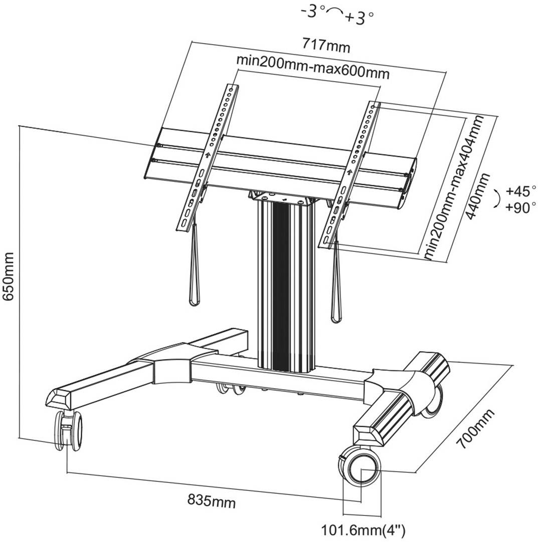 Підставка для телевізора My Wall HP 111 L на колесах, 94,0 см (37 дюймів) - 177,8 см (70 дюймів), поворотна, нахилена