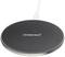 Czarny, okrągły bezprzewodowy ładowarka marki "Intenso". Odpowiedni do bezprzewodowego ładowania kompatybilnych urządzeń.