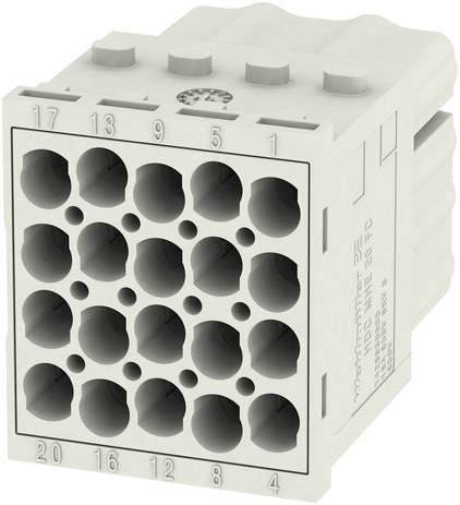 Elektryczny blok złączek z 20 numerowanymi zaciskami w dwóch rzędach. Powierzchnia posiada nacięcia ułatwiające podłączenie.