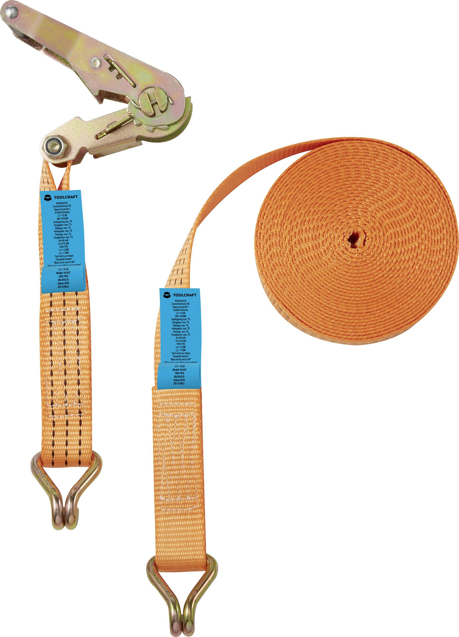 Двосекційний натяжний ремінь TOOLCRAFT 2273671 (Д x Ш) 8000 мм x 38 мм