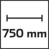 750 mm z podwójną poziomą strzałką nad spodem wskazującą długość.